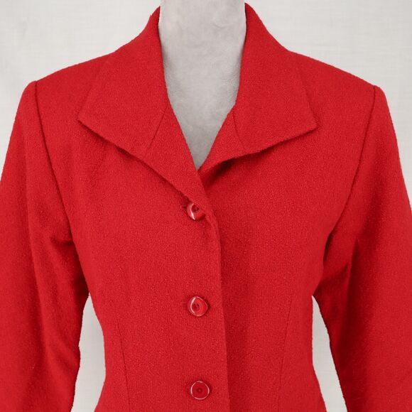 Coldwater Creek Jacket Womens Large Red Tweed Lined Blazer Pockets Career - Picture 8 of 16